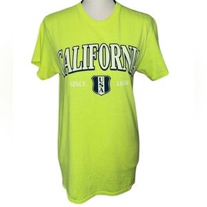 Delta Pro Weight Size Small Neon Yellow T-Shirt Graphic California